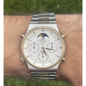 Vintage Seiko 7A48-7000 Watch Sports 100 Moonphase Original Bracelet Chronograph